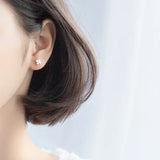 Glossy Flower Stud Earrings 925 Sterling Silver 0.6cm