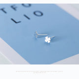 Glossy Flower Stud Earrings 925 Sterling Silver 0.6cm