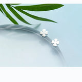 Glossy Flower Stud Earrings 925 Sterling Silver 0.6cm