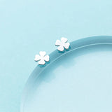 Glossy Flower Stud Earrings 925 Sterling Silver 0.6cm