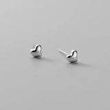 Glossy Heart Silver 925 Earrings for Women Girls