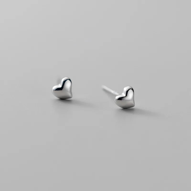 Glossy Heart Silver 925 Earrings for Women Girls