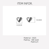 Glossy Heart Silver 925 Earrings for Women Girls