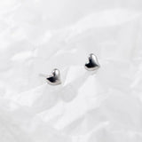 Glossy Heart Silver 925 Earrings for Women Girls