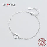 Heart Bracelet Women Silver 925 Sterling Fine Silver Jewelry Chain Female