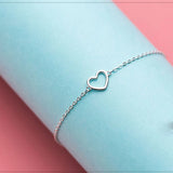 Heart Bracelet Women Silver 925 Sterling Fine Silver Jewelry Chain Female