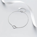 Heart Bracelet Women Silver 925 Sterling Fine Silver Jewelry Chain Female