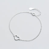 Heart Bracelet Women Silver 925 Sterling Fine Silver Jewelry Chain Female