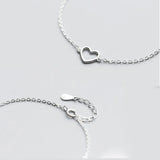 Heart Bracelet Women Silver 925 Sterling Fine Silver Jewelry Chain Female