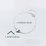 925 Silver Heart Charm Bracelet Adjustable Women Jewelry