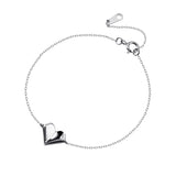 925 Silver Heart Charm Bracelet Adjustable Women Jewelry