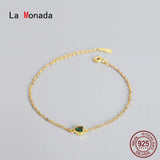 925 Sterling Silver Green Heart Bracelet for Women