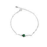 925 Sterling Silver Green Heart Bracelet for Women