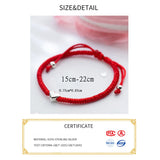 Heart Red Thread 925 Sterling Silver Bracelet for Women