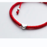 Heart Red Thread 925 Sterling Silver Bracelet for Women