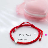 Heart Red Thread 925 Sterling Silver Bracelet for Women