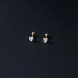 Heart Stud Earrings 925 Sterling Silver Small Silver Earrings For Women