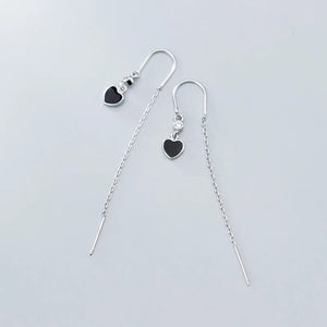 Monada Hoop Earrings Silver 925 Heart U Tassel Fine Women Earrings