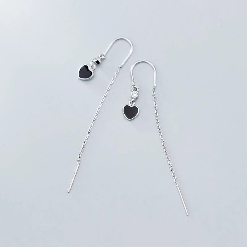 Monada Hoop Earrings Silver 925 Heart U Tassel Fine Women Earrings