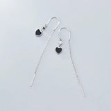 Monada Hoop Earrings Silver 925 Heart U Tassel Fine Women Earrings