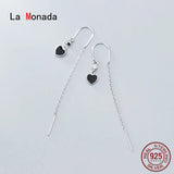 Monada Hoop Earrings Silver 925 Heart U Tassel Fine Women Earrings