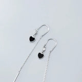 Monada Hoop Earrings Silver 925 Heart U Tassel Fine Women Earrings