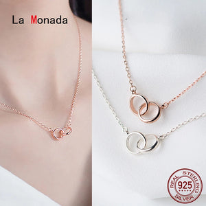 925 Silver Circle Pendant Chain Necklace for Women
