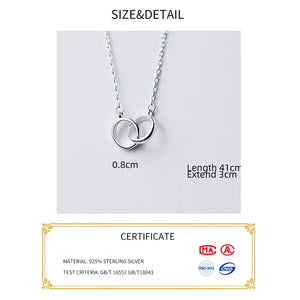 925 Silver Circle Pendant Chain Necklace for Women