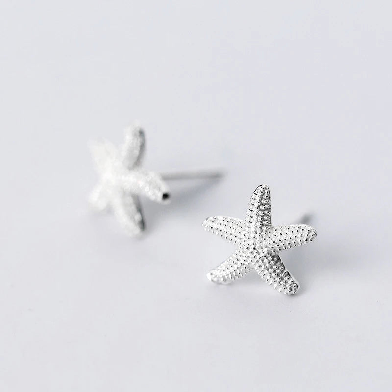 Starfish Earrings 925 Sterling Silver Minimalist Studs for Women