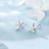 Starfish Earrings 925 Sterling Silver Minimalist Studs for Women