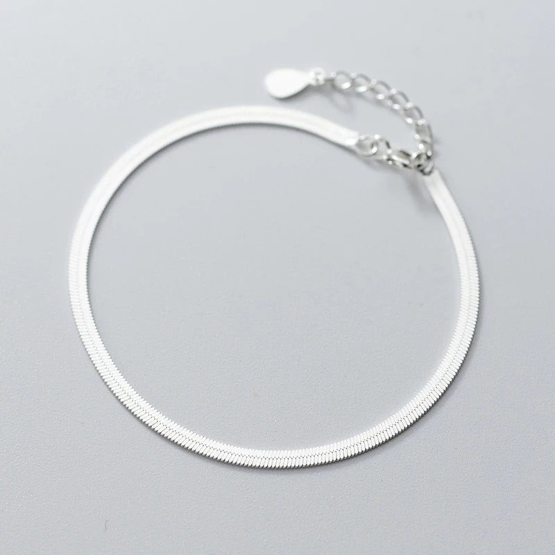925 Sterling Silver Snake Chain Bracelet Women's Fine Jewelry