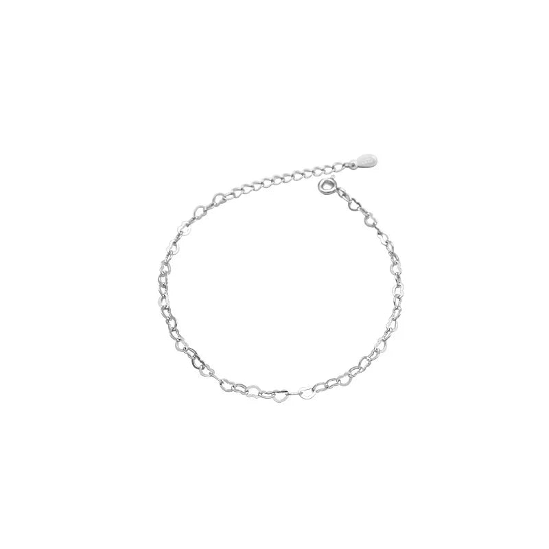 925 Silver Heart Bracelet Women Love Charm Toggle Clasp