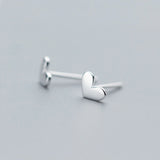 Heart Stud Earrings 925 Sterling Silver Jewelry