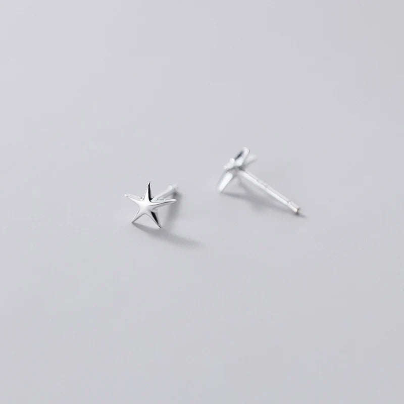 Sterling Silver Star Stud Earrings Women 925 Silver Jewelry