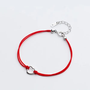 925 Silver Heart Red Rope Bracelet Women Girls Lucky Jewelry