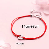 925 Silver Heart Red Rope Bracelet Women Girls Lucky Jewelry