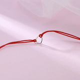925 Silver Heart Red Rope Bracelet Women Girls Lucky Jewelry