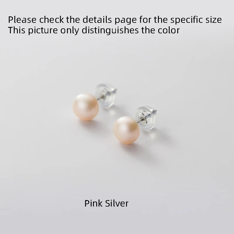 Real Pearl Stud Earrings 925 Silver Small Freshwater Natural Pearl Earrings