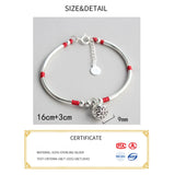 925 Sterling Silver Red Thread Bracelet Bell Tube Women Silver 925