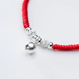 Red Thread Hand Bracelet 925 Silver Bell