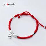 Red Thread Hand Bracelet 925 Silver Bell