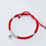 Red Thread Hand Bracelet 925 Silver Bell