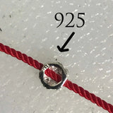 Red Flower Rope Bracelet 925 Sterling Silver Women's Hand String
