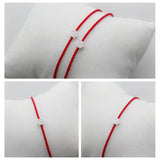 Red Flower Rope Bracelet 925 Sterling Silver Women's Hand String