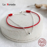 Red Thread 925 Silver Bracelet for Women Bead Rope Bracelet