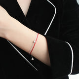 Red Thread 925 Silver Bracelet for Women Bead Rope Bracelet