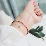 Red Thread 925 Silver Bracelet for Women Bead Rope Bracelet