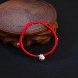999 Pure Silver Bell Charm Red Thread Bracelet
