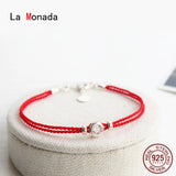 Red Thread Hand Couples 925 Silver Bracelets Double Red String