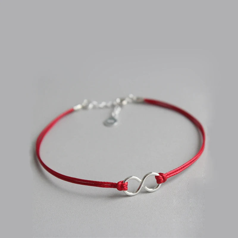 Red Thread Hand Silver 925 Bracelet Red Rope 925 Sterling Silver Bracelet